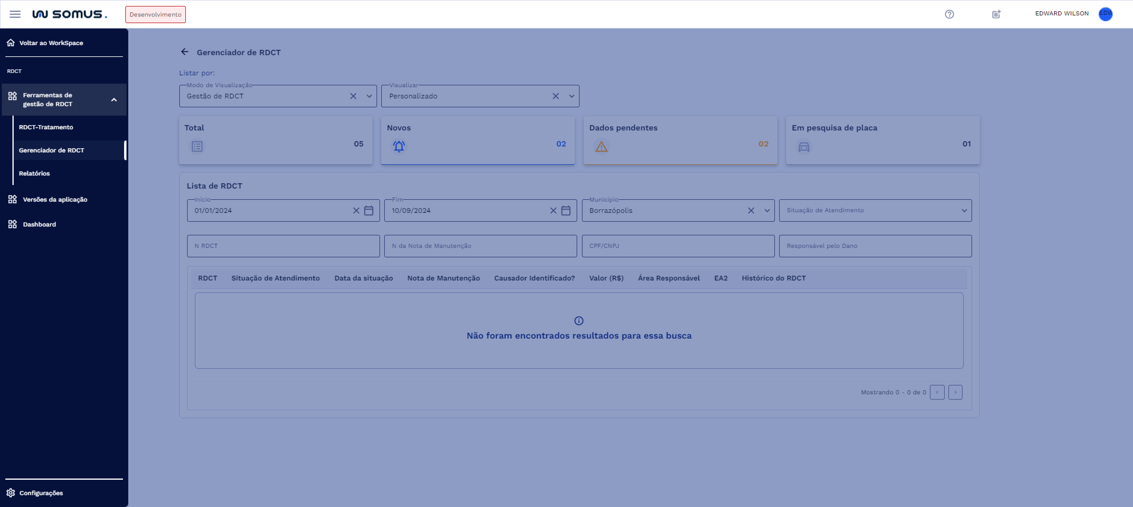 Menu Workspace RDCT